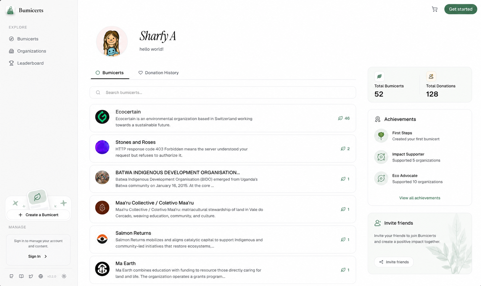 Account page AI reference
