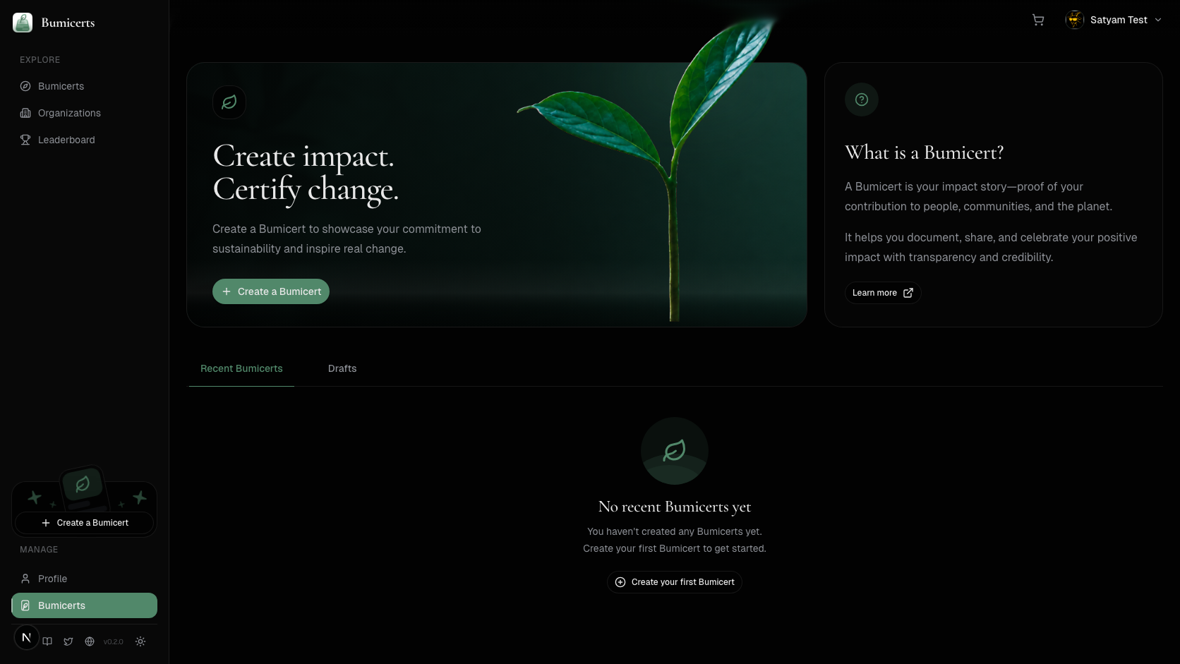 Create Bumicert page dark mode