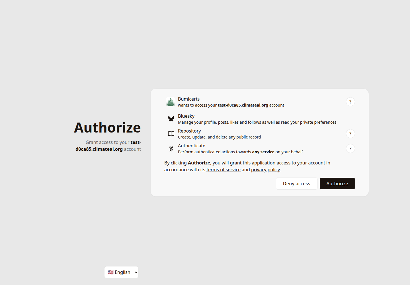 OAuth authorize screen