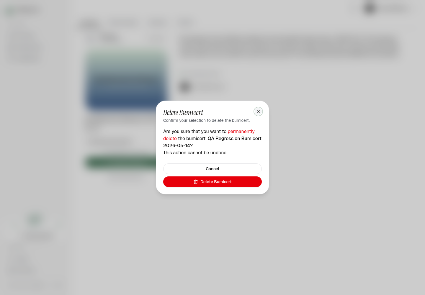 Delete confirmation