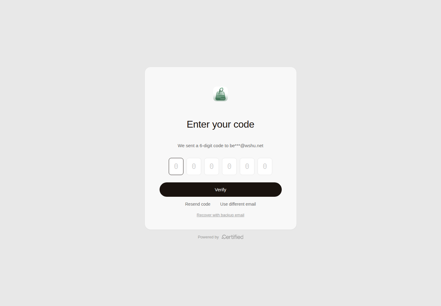 Email code screen