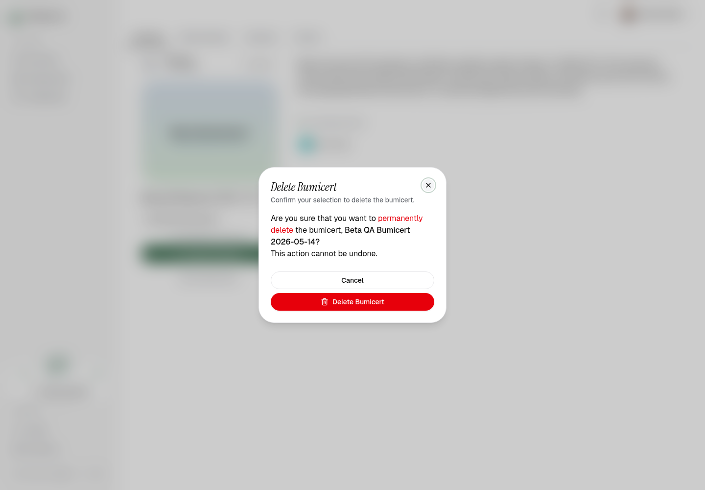Delete confirmation