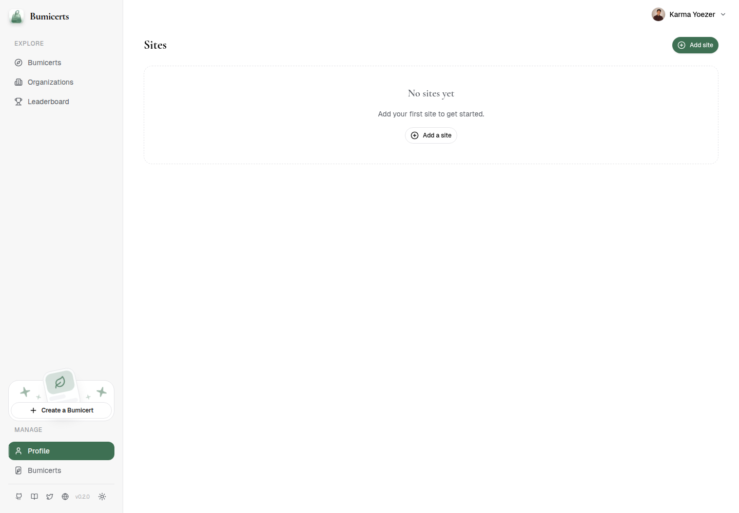 Manage sites empty after cleanup