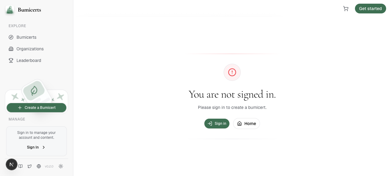 Explore page showing signed-out create error