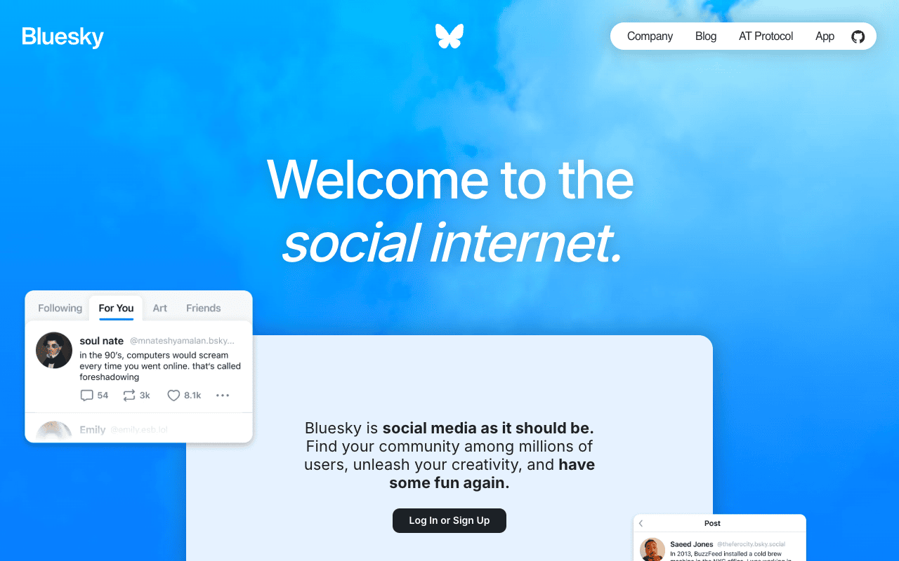 Bluesky bsky.social/about hero