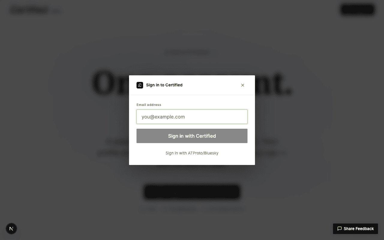 sign-in modal with disabled-looking button