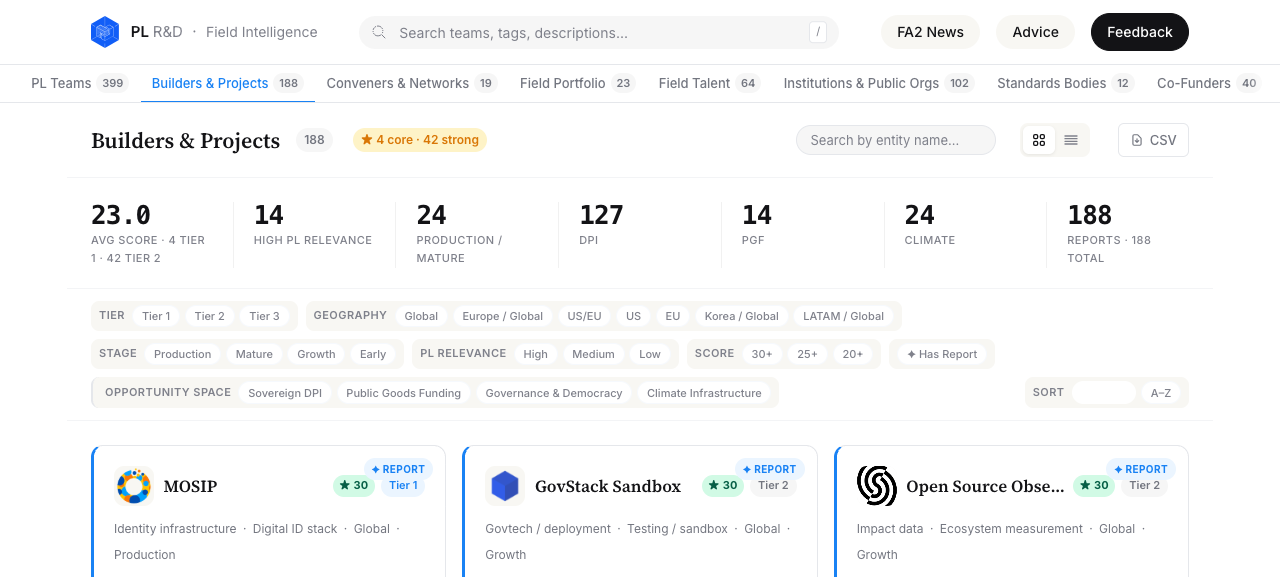 Builders & Projects tab