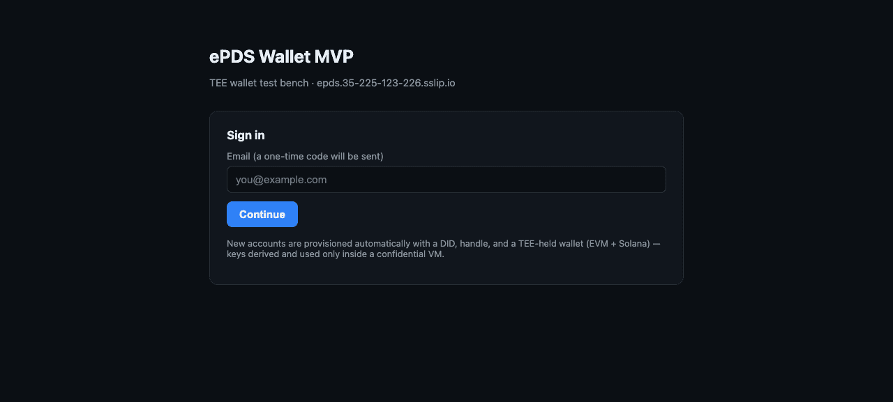 Landing page with email sign-in form