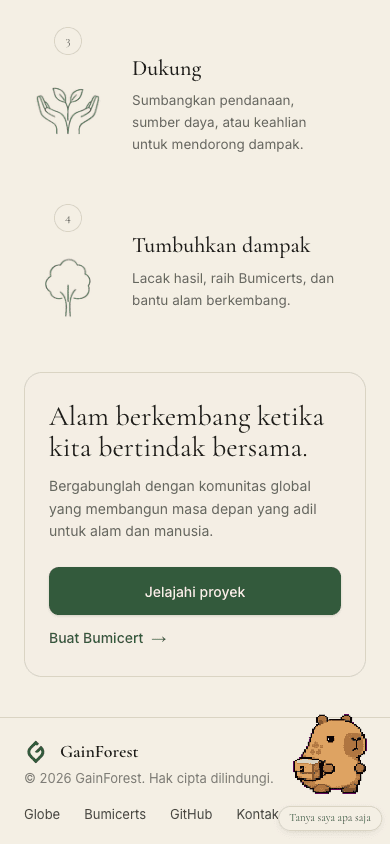 Footer on mobile — logo + copyright on one row, nav links wrap on a second.