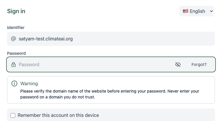 PDS sign-in page