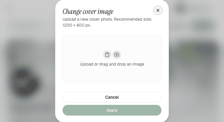 Cover upload dialog