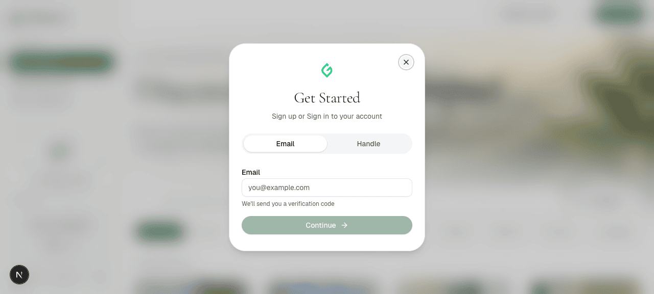 Sign-in modal