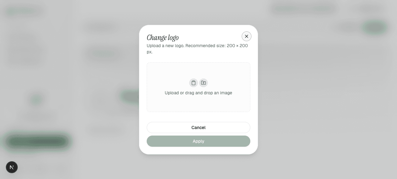 Logo upload dialog