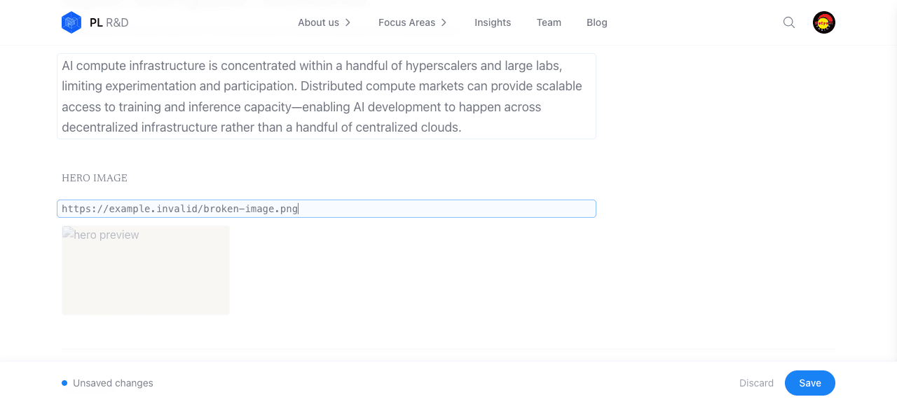 Broken URL — preview fades to 25% opacity