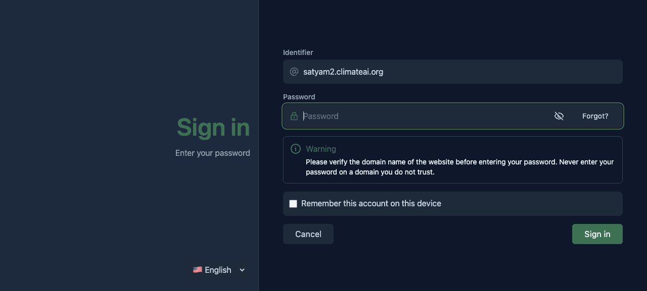 climateai.org PDS password prompt