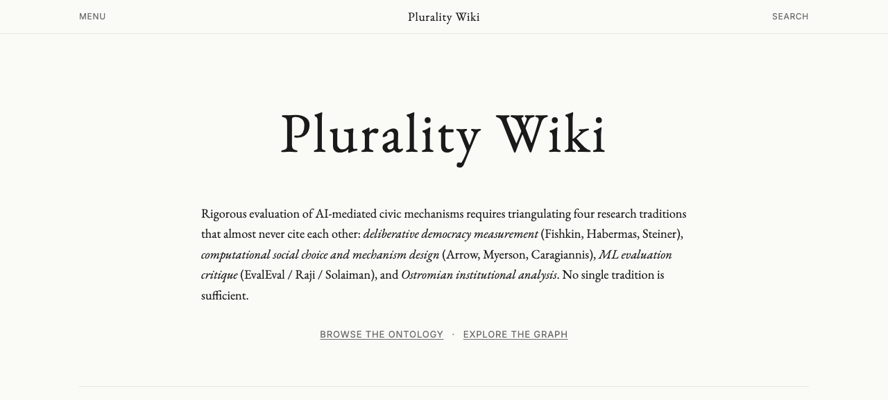 Plurality Wiki home hero