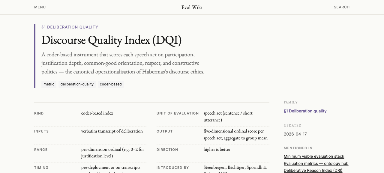 DQI page with card