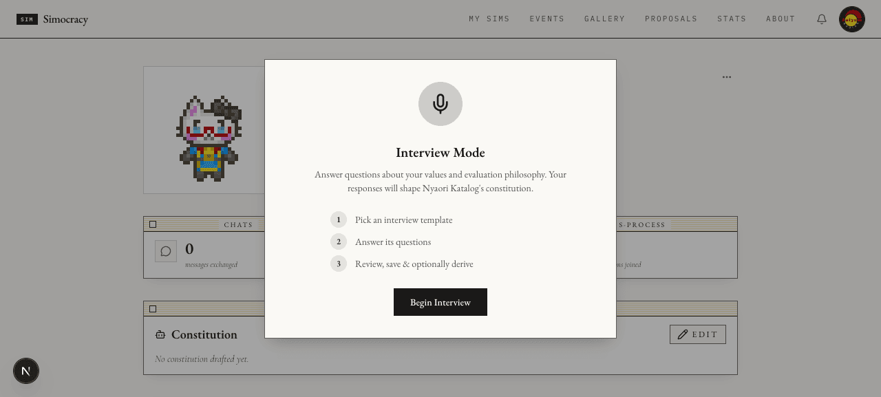 Interview intro modal